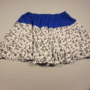 Anthropologie Postmark Floral Skirt‎ White Black Blue Mini Women's Size Large